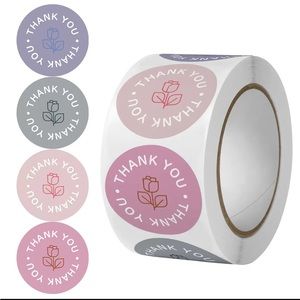 500pcs/roll Rose Stickers, Thank You Stickers, Round Stickers For Gift Packaging